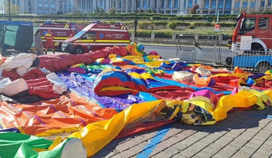 Cinci copii prinși într-un tobogan gonflabil dezumflat la Eforie Nord. Un băiat a ajuns la spital cu o fractură la mână