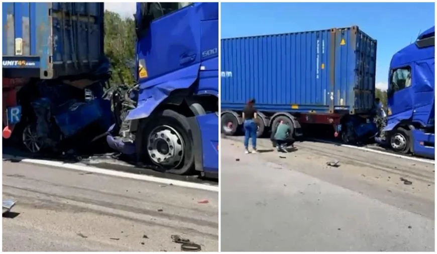 Accident grav pe A1 București-Pitești: 4 autoturisme și 3 TIR-uri implicate. A fost activat Planul Roşu
