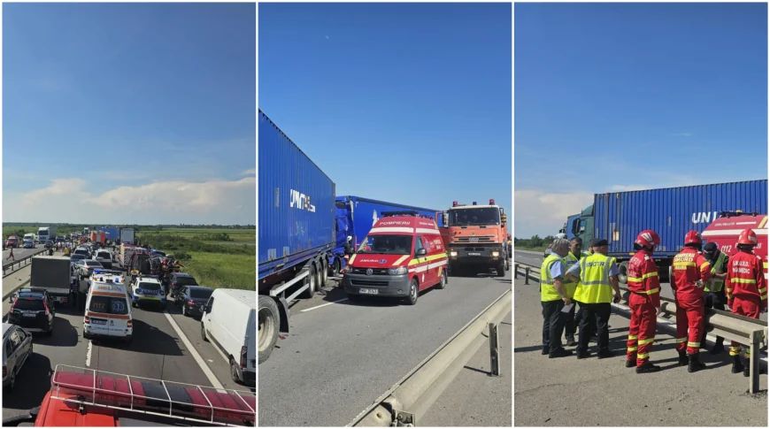 Accident grav pe autostrada A1. Un copil de 10 ani a murit și alte 4 persoane au fost rănite