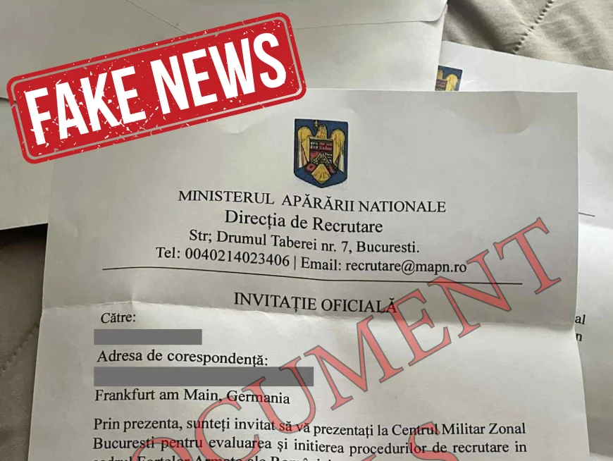 Acțiune de dezinformare a românilor din diaspora, reclamată de Armată: este prezentat un document fals care convoacă la „recrutare”