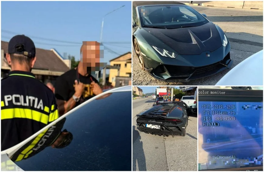Andrew Tate, prins cu 196 km/h la volanul unui Lamborghini, în Vâlcea. A rămas fără permis