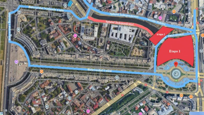 Încep lucrările de la Planșeul Unirii. Zona în care circulația va fi restricționată în următoarele 6 luni, începând de marți
