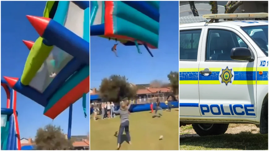 Castel gonflabil luat de vânt în Africa de Sud. Doi copii, grav răniți după ce au căzut de la înălțime. Momentul a fost filmat