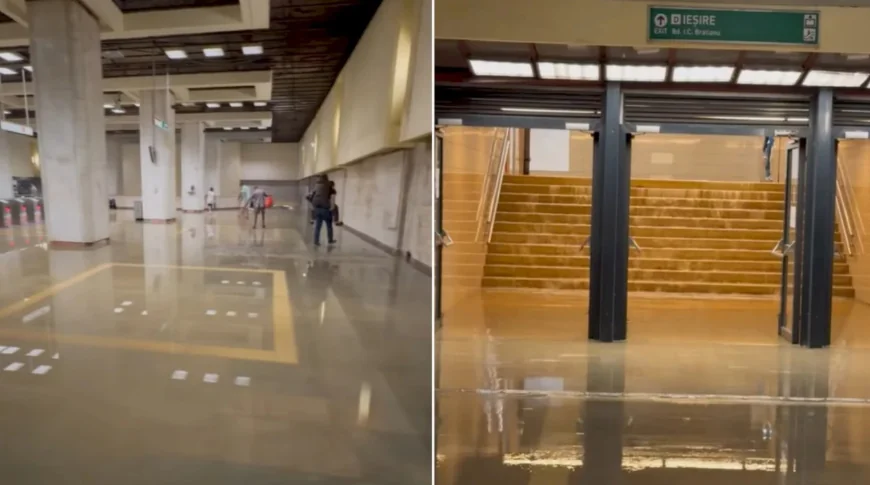 VIDEO Cum arată stația de metrou Piața Unirii 2 în urma furtunii puternice din București