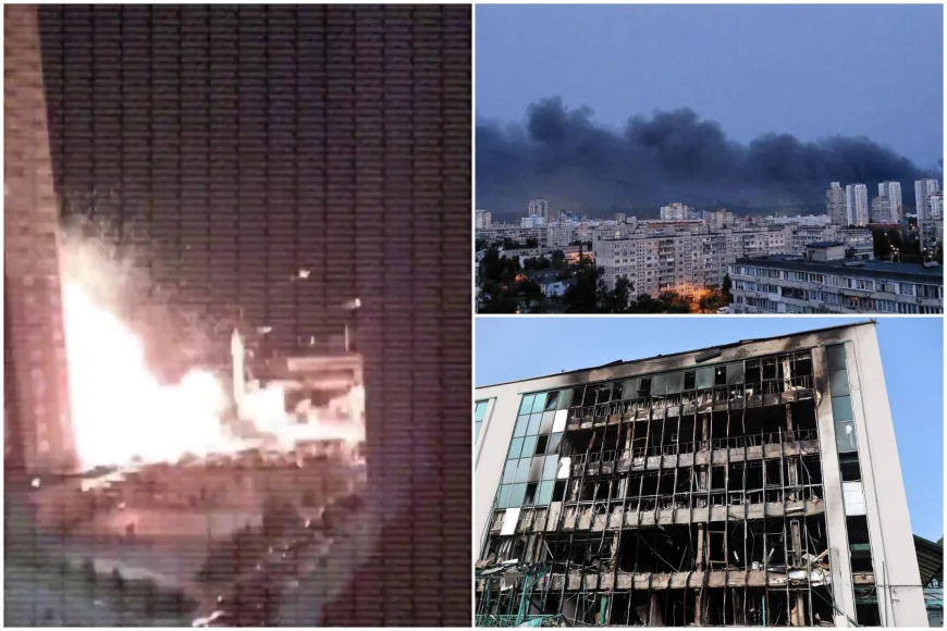 Kievul, bombardat masiv noaptea trecută. Momentul în care o dronă kamikaze lovește un bloc