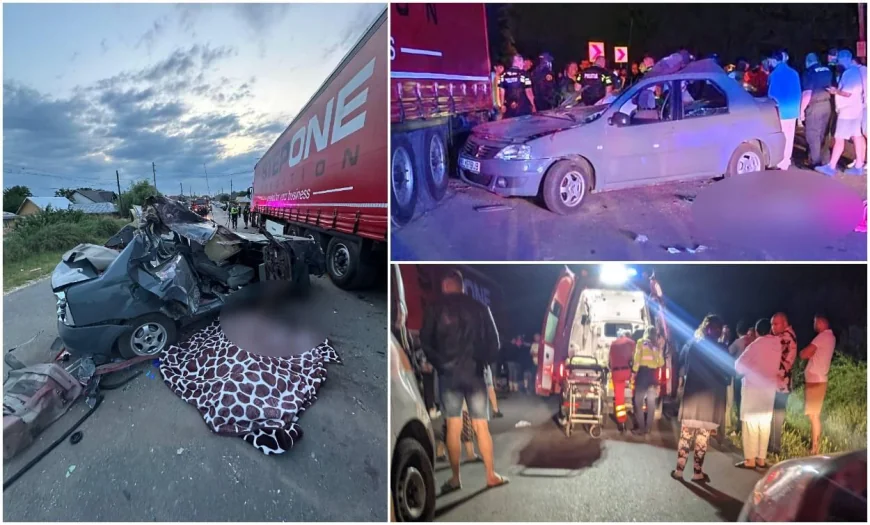 Tineri de 18 și 21 de ani, morți într-un Logan zdrobit de TIR în Galați. Șoferul vinovat, fără permis, a fugit