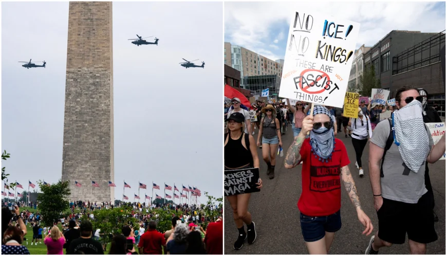 Cum a arătat parada militară desfășurată la Washington sub comanda lui Trump. Proteste în SUA, într-o perioadă de divizare în societate