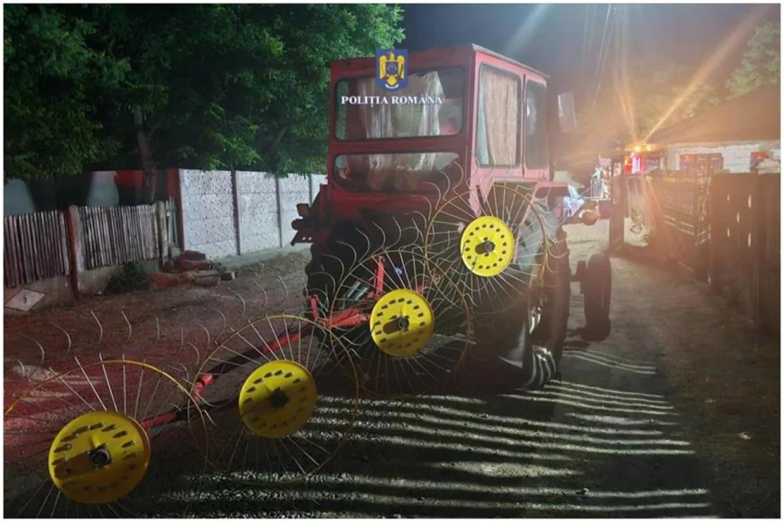 Bărbat din Teleorman, reținut după ce a condus băut un tractor și a lovit doi copii