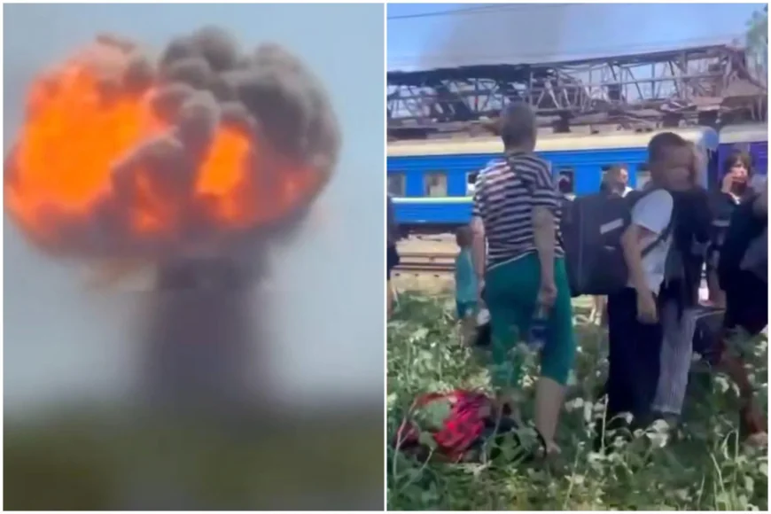 11 morți după un atac rusesc în Ucraina. Momentul în care unda de șoc de la o rachetă lovește un tren