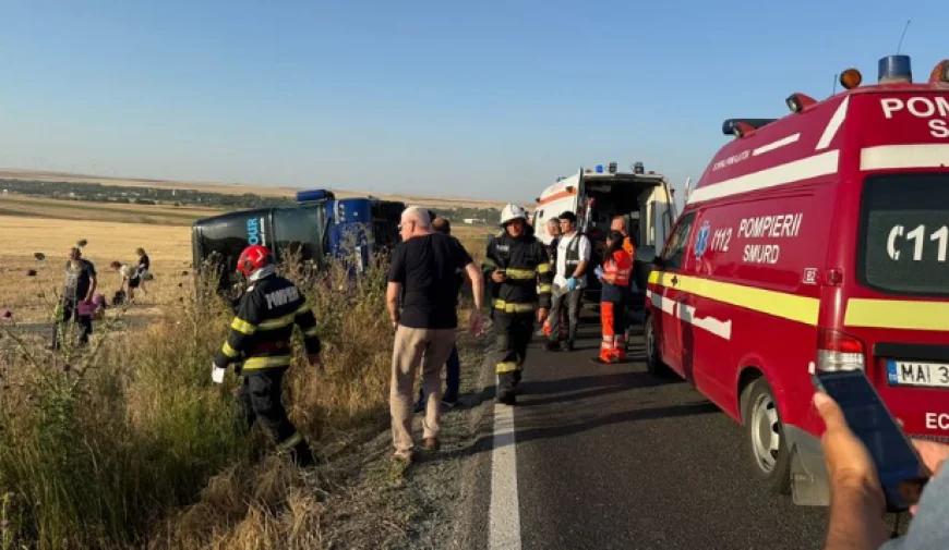 Plan Roşu de Intervenţie în Constanța, activat după ce un autocar s-a răsturnat. În accident a fost implicat și un autoturism
