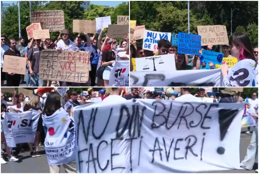 Studenții au ieșit în stradă pentru că guvernul vrea să le scadă bursele. „Mă mai întrebi de ce vreau să plec din ţară?”