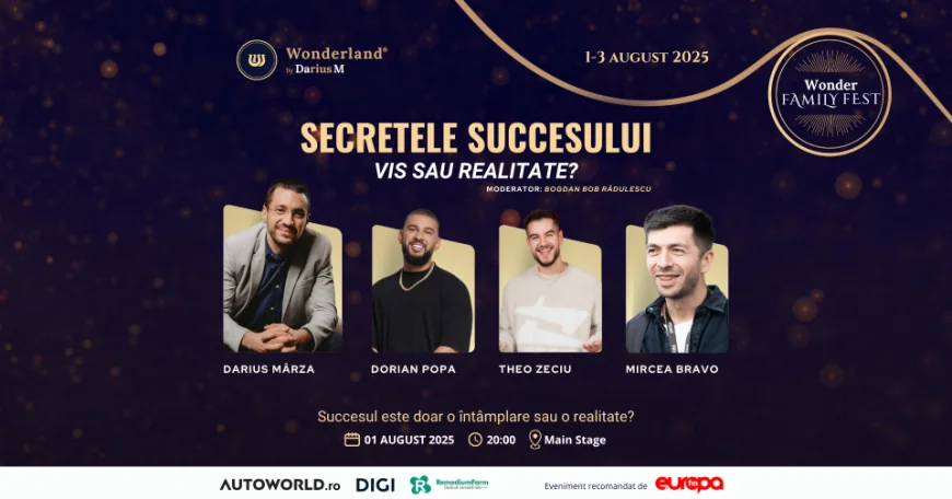 ”Secretele succesului. Vis sau realitate?” Wonder Family Fest aduce, în prima zi, pe scena principală, patru voci sinonime cu succesul