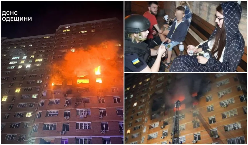 Soţ şi soţie, uciși de o dronă care a lovit un bloc în Odesa. Alţi 14 răniţi, printre care şi trei copii