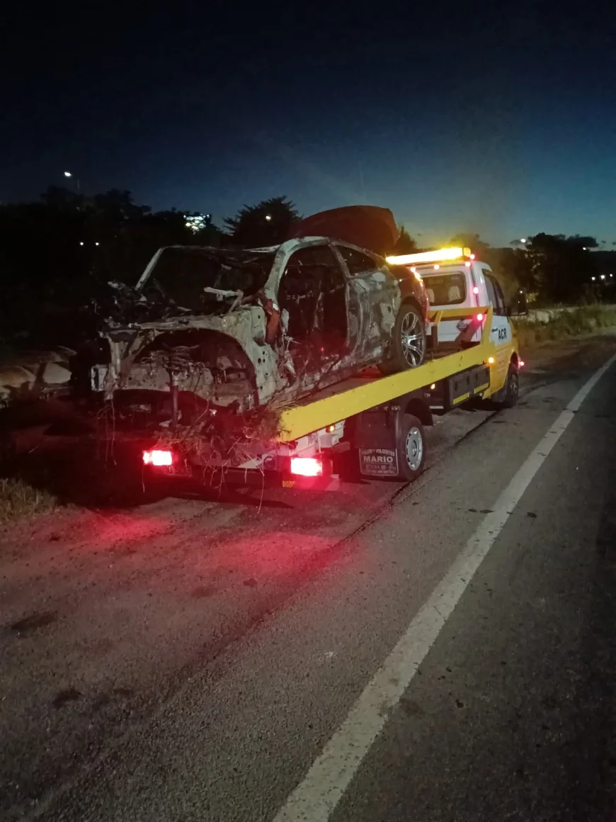 Accident mortal în Vâlcea. Doi tineri au ars de vii după ce mașina în care se aflau a luat foc