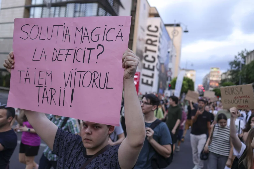 „Nu din burse faceţi averi”. Câteva sute de elevi și studenți protestează în Piața Victoriei din Capitală