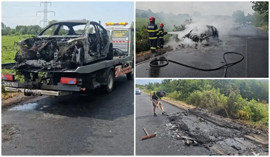 Un BMW serie 5 vechi, făcut scrum într-o clipă în Reşiţa. Fusese cumpărat de o zi pentru 11.000 de euro