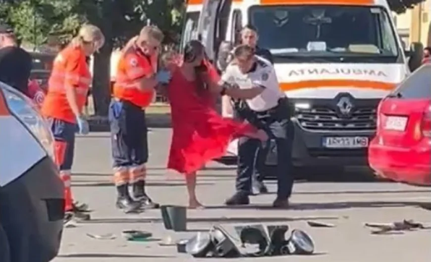 O şoferiţă beată a produs un accident în care o altă femeie şi doi copii au fost răniţi. A fost încătuşată după ce a făcut scandal