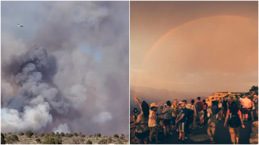 Turiști evacuați din Marele Canion: incendiu puternic provocat de un fulger. Alertă de caniculă: peste 46°C la umbră în North Rim
