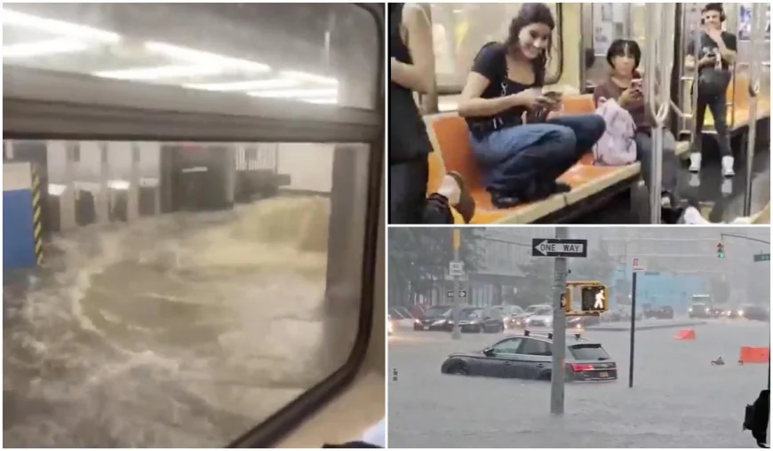Inundații puternice la New York. Ploile au paralizat metropola, străzile și metroul sub ape