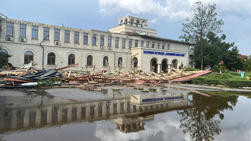 FOTO Dezastru la Academia de Poliție, după furtuna din București. Sindicatul Europol denunță corupția și incompetența: „Iată consecințele”