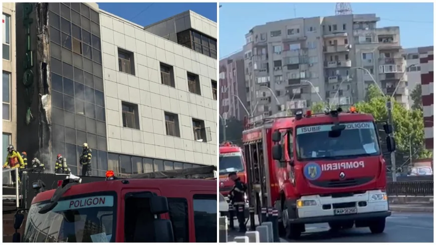 Incendiu la un magazin din Bucureşti. Flăcările s-au extins la terasa unui hotel